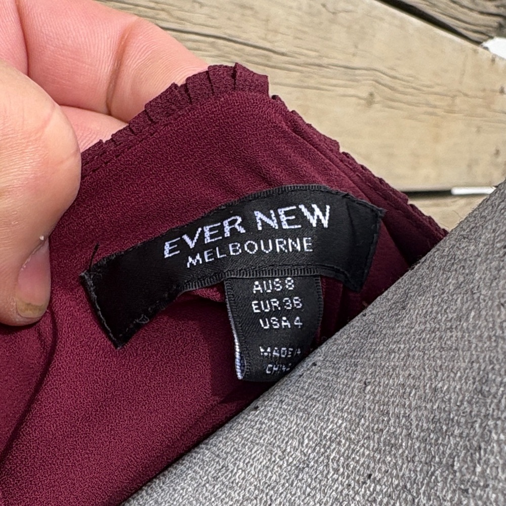 Ever New Burgundy Long Sleeve Dress Sz 4 - Picture 14 of 14